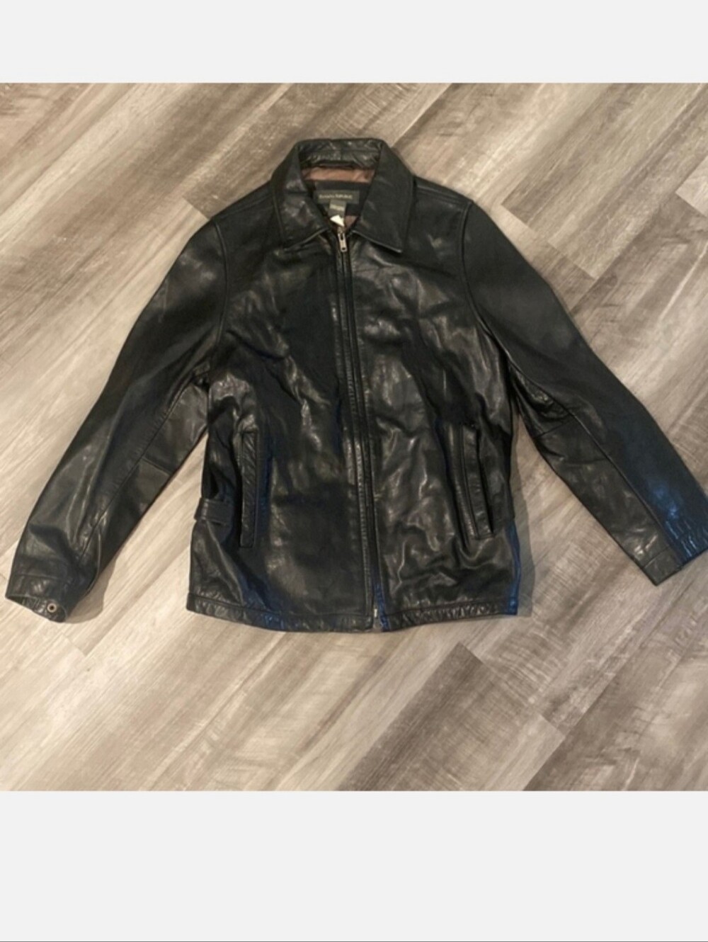 Vintage 90s Banana Republic Made in Korea Heavy Leather Jacket Black - Flawless